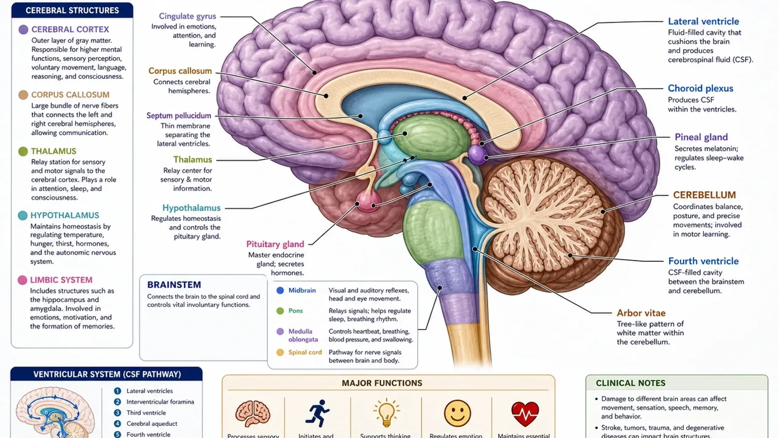 Projet de schéma d'anatomie sagittale du cerveau