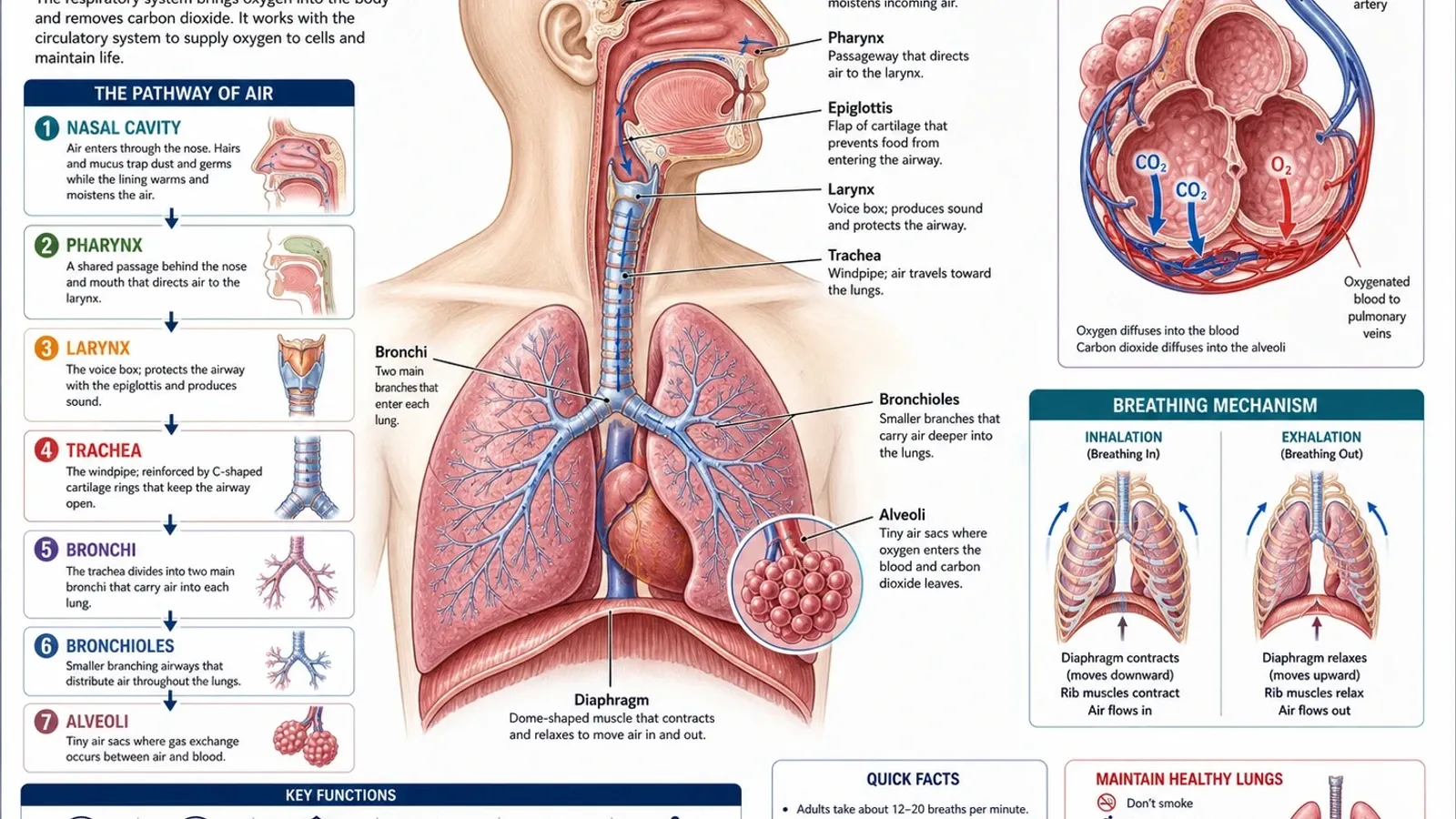 Entwurf eines Diagramms zur Anatomie des Atmungssystems