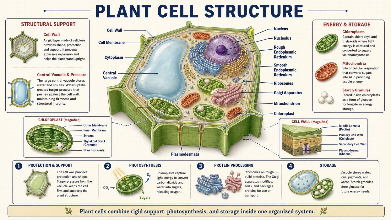 Prompt de texto convertido en un diagrama de células vegetales etiquetado